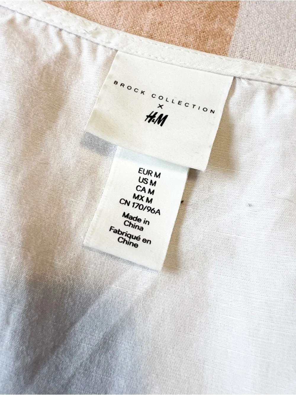 H&M x Brock Collection White Linen Blend Lace-Up Peasant Blouse M - Picture 5 of 9